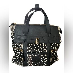 New Henri Bendel Black and White Dot Calfskin Backpack Straps Carlyle Tote